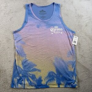 Corona Extra Tank Top Mens Large Multicolor Palm Tree Beach Sleeveless Shirt